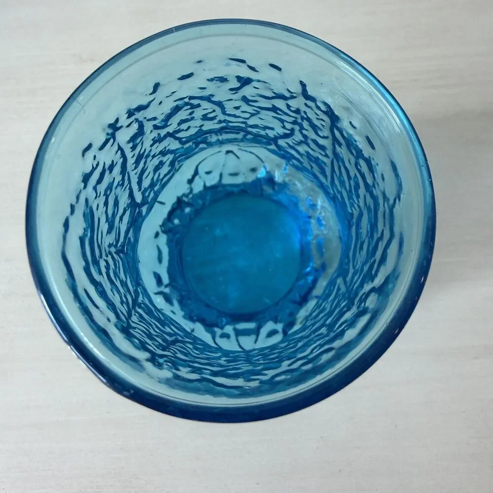 Lot of 4 Vintage Anchor Hocking Rainflower Laser Blue Tumblers and Juice Glasses